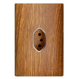 Conjunto Tomada 10A Vertical  4x2 - Novara Cumaru Cromado